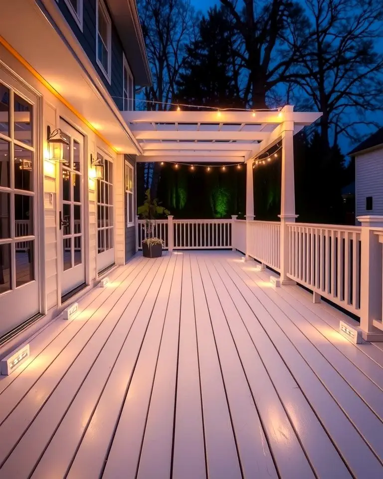 White Deck with Outdoor Lighting
