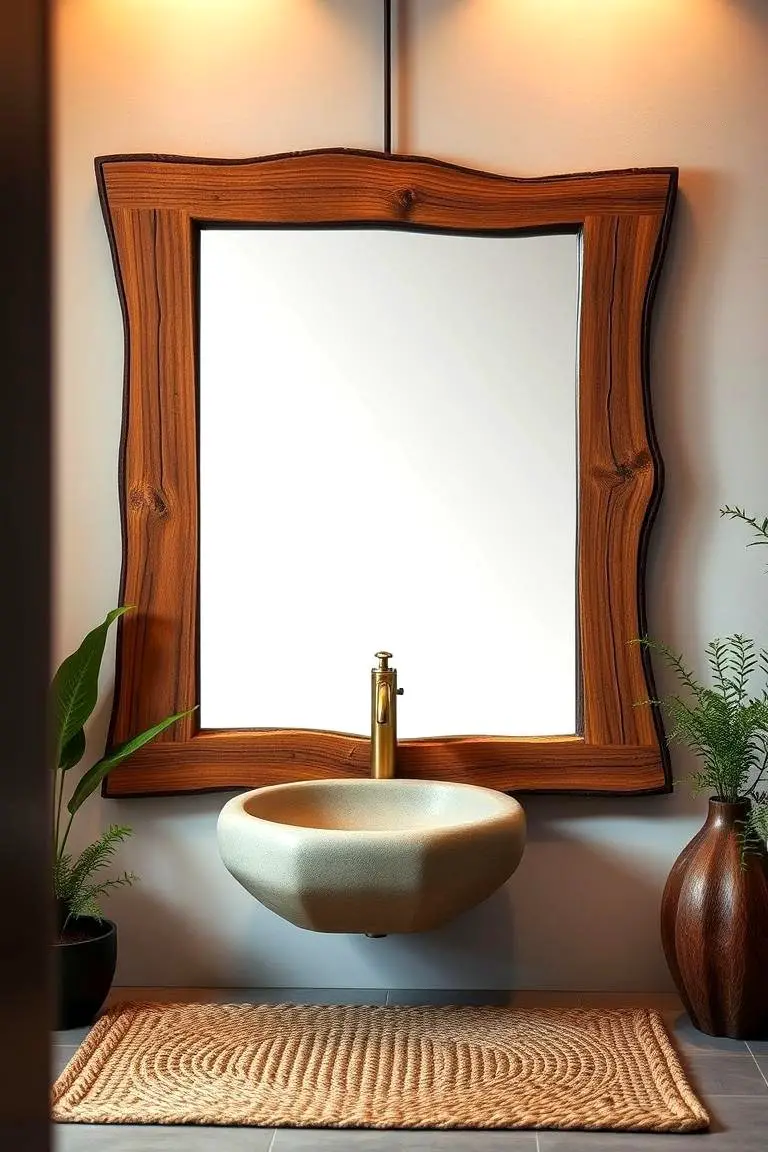 Rustic Wooden-Framed Mirror