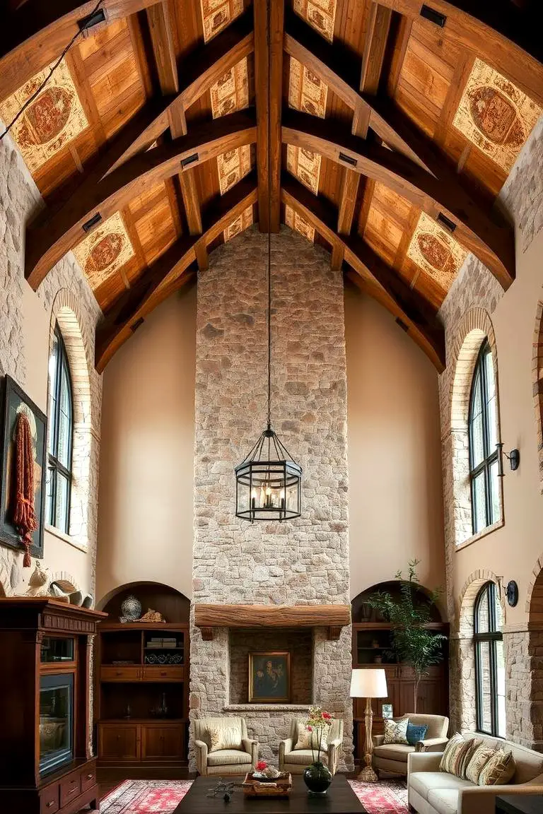 Warm Natural Stone Accent Ceiling