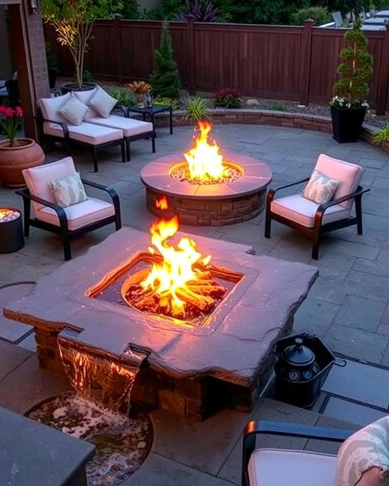Patio with Water and Fire Elements