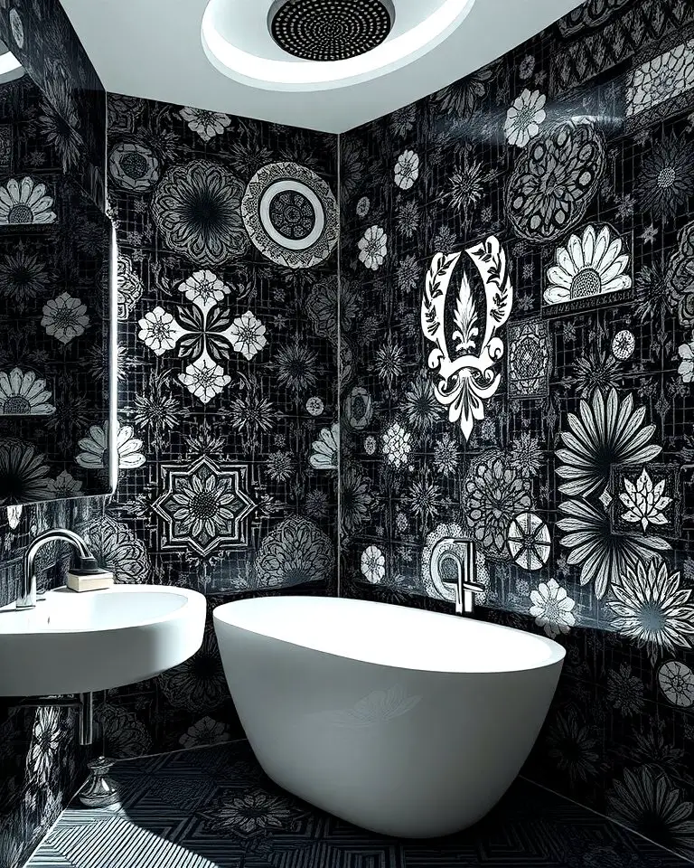 Black and Grey Mosaic Tiles