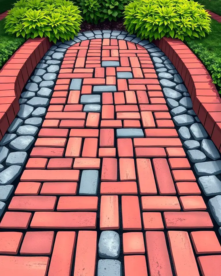 Stone and Brick Combination Walkway