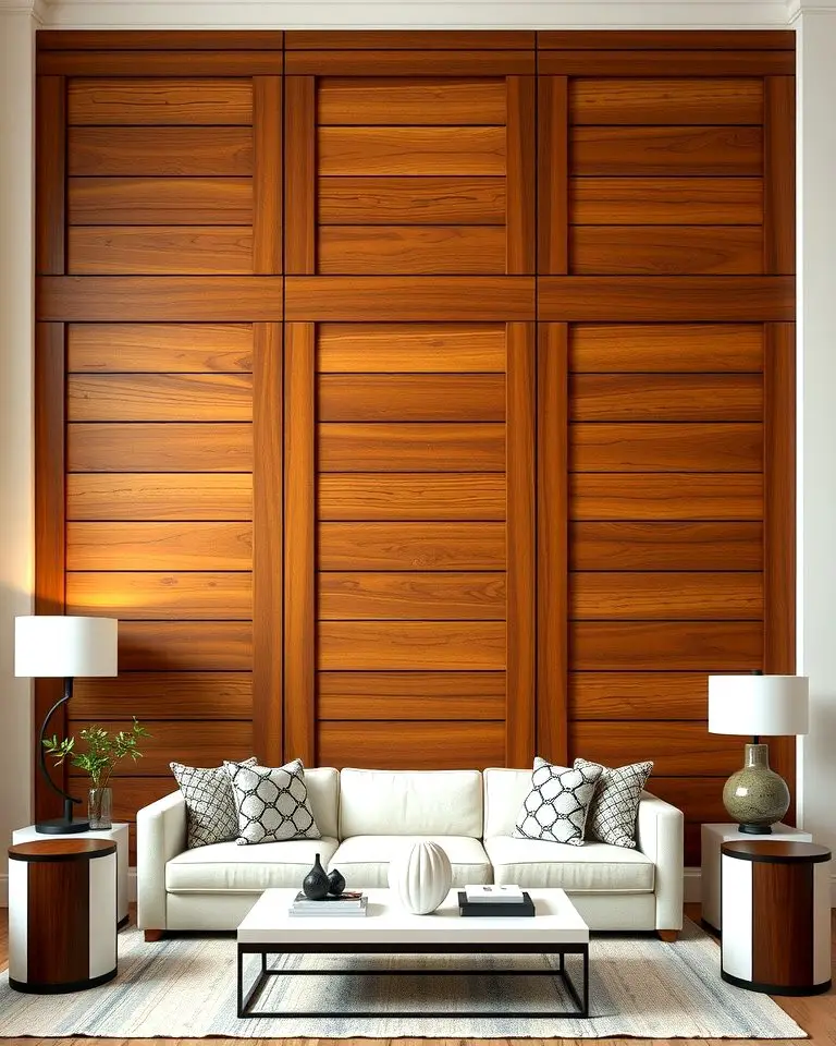 Grid-Style Wood Trim Wall