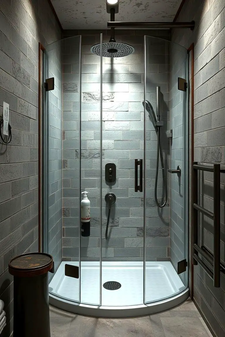 Industrial Chic Corner Shower