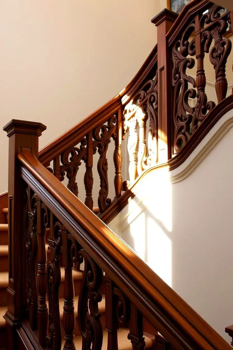 Intricately Carved Wood Railing