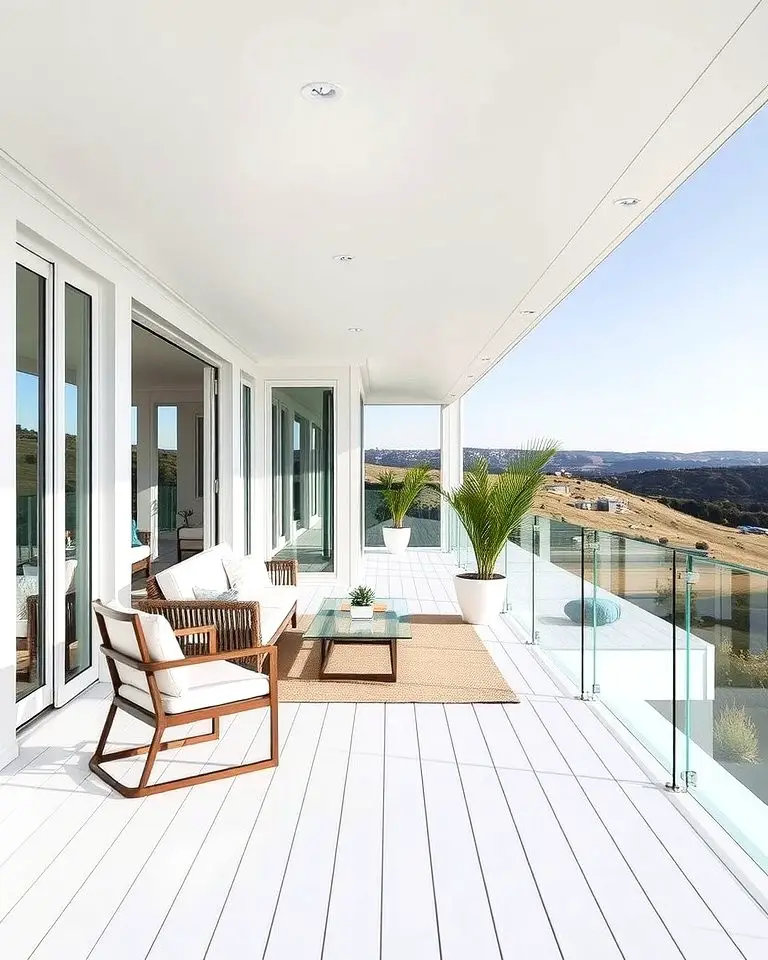 White Deck with Glass Railings