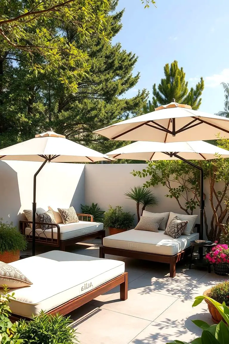 Umbrella-Covered Daybeds