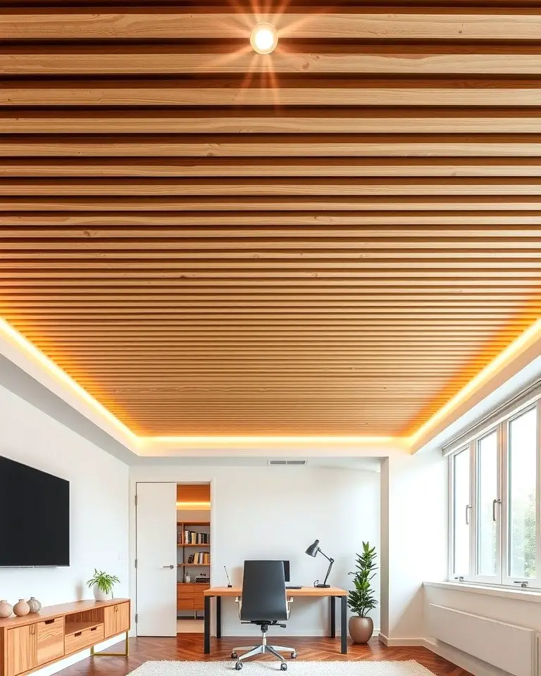 Modern Slatted Wood Ceiling for Sleek Style