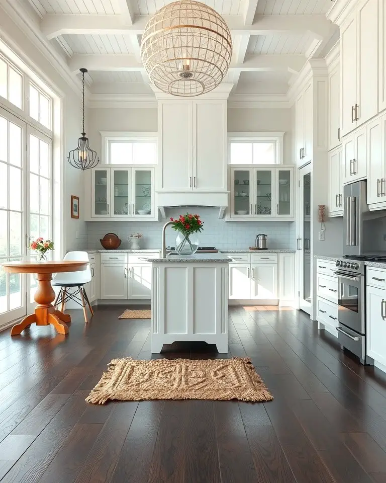 Coastal Elegance with Dark Flooring