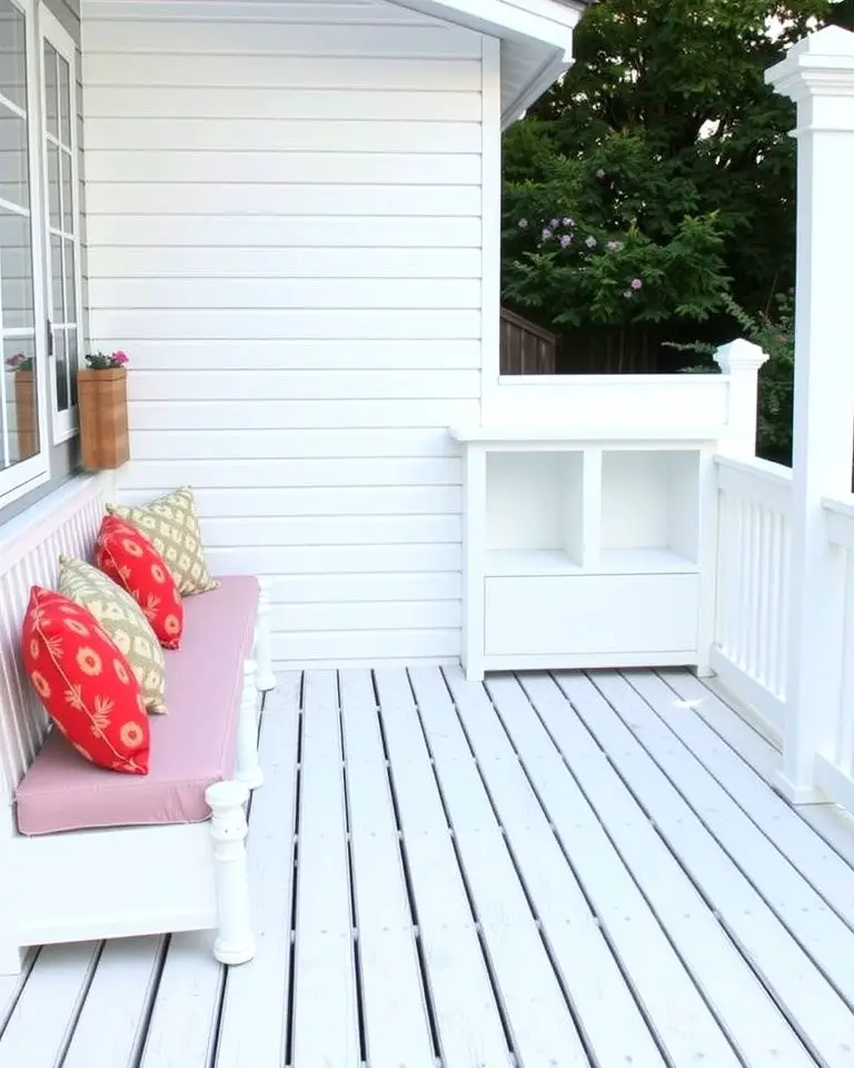 White Deck with Built-In Seating