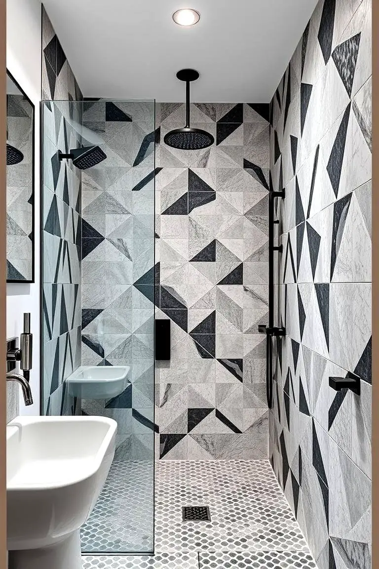 Bold Geometric Shower Design