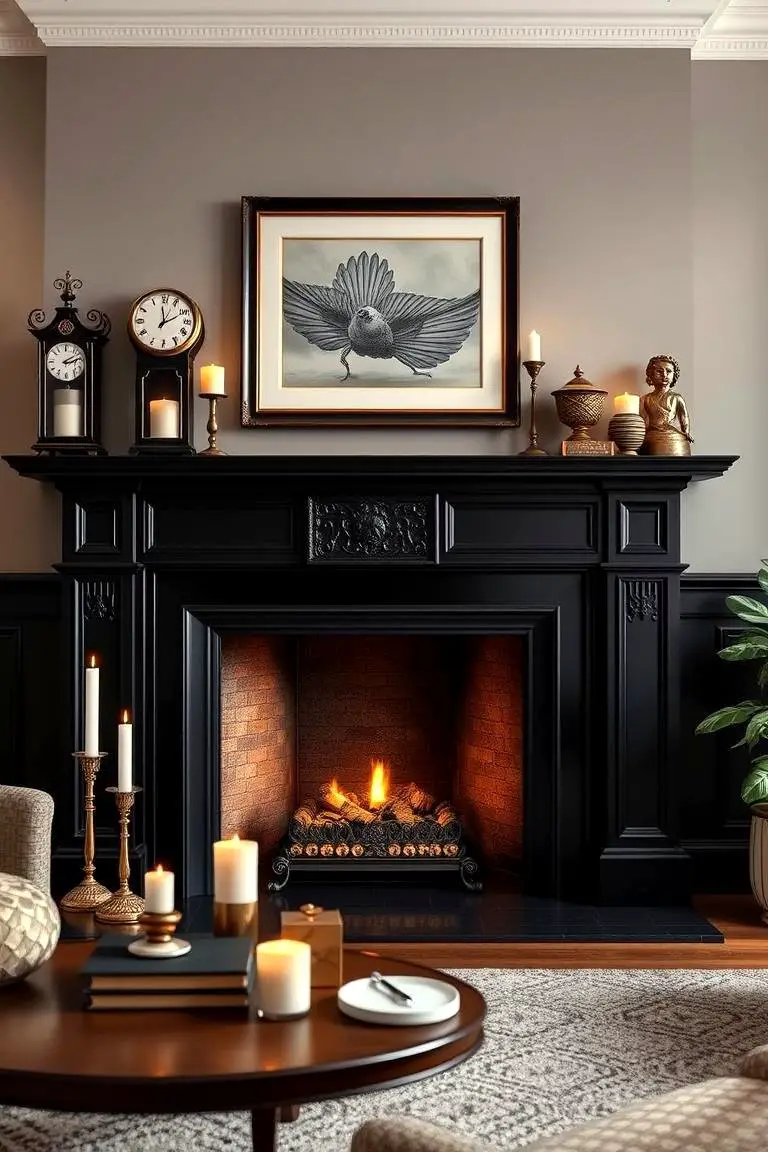 Elegant Black Mantel Decor
