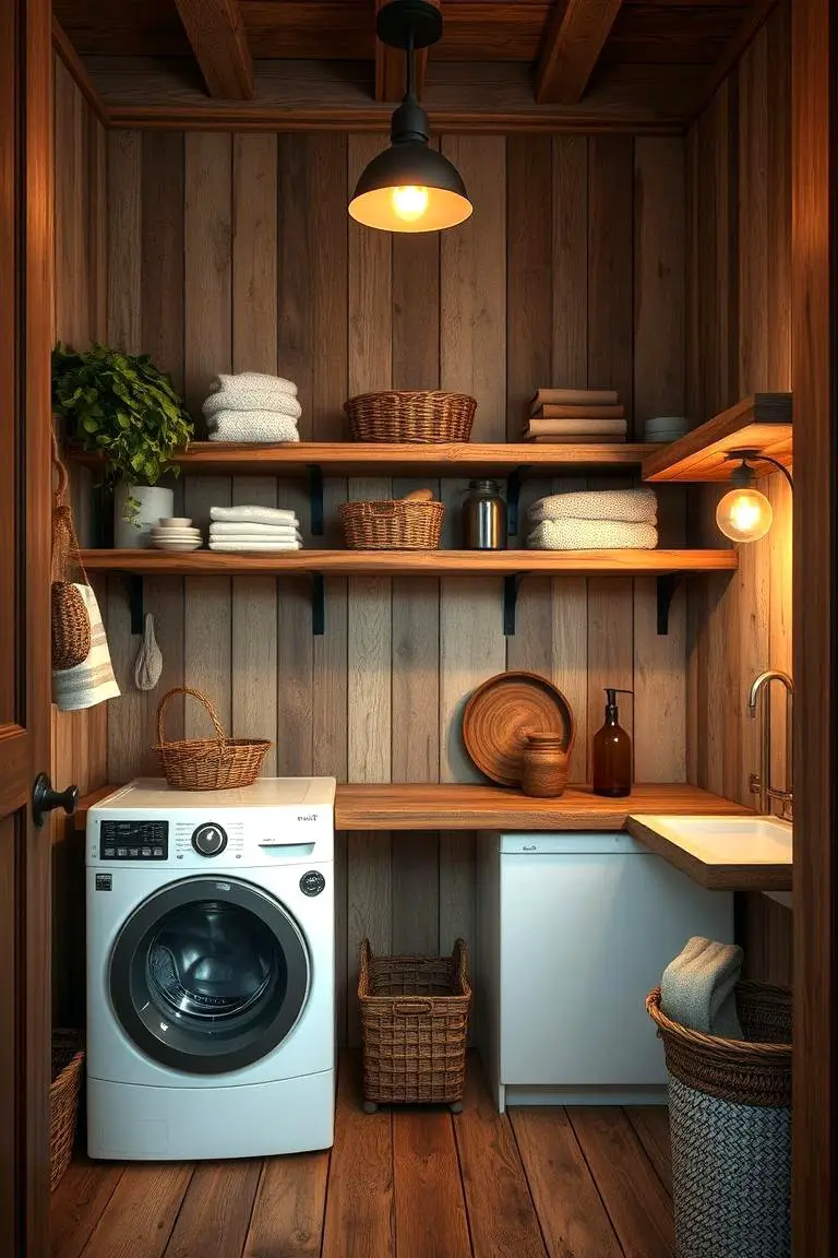 Reclaimed Wood Laundry Shelves