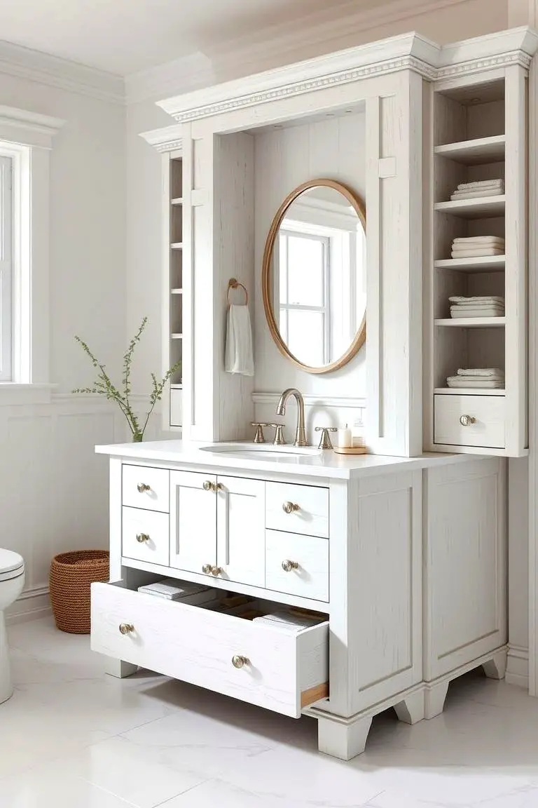 Whitewashed Vanity with Texture
