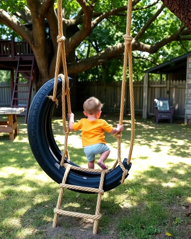 Tire Swing with Rope Ladder