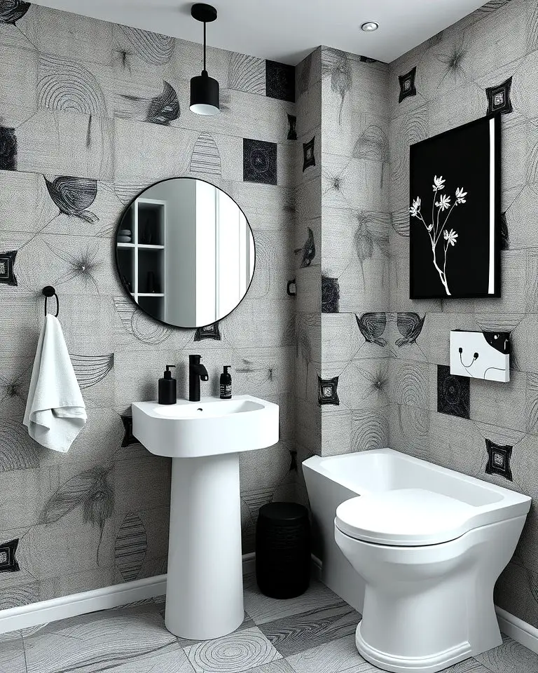 Grey Wallpaper with Black Accents