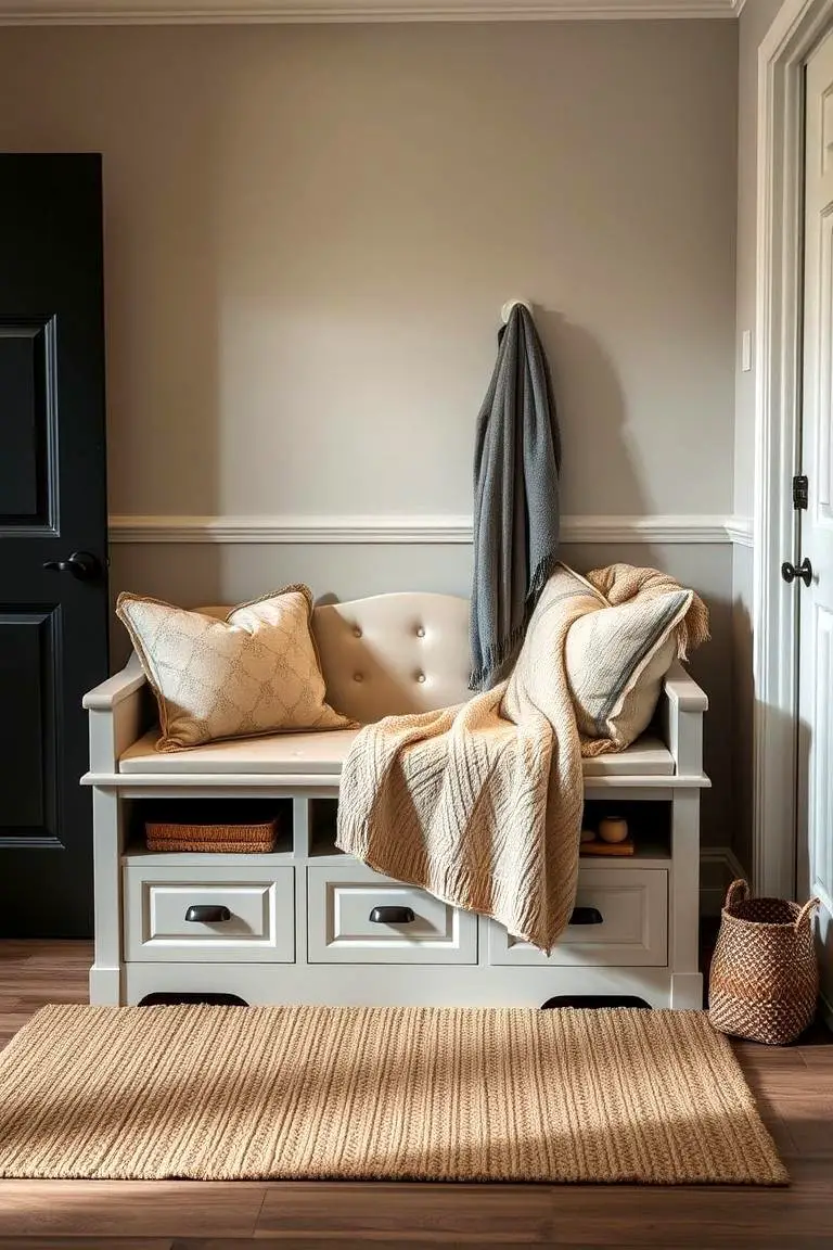 Cozy Bench with Soft Throw