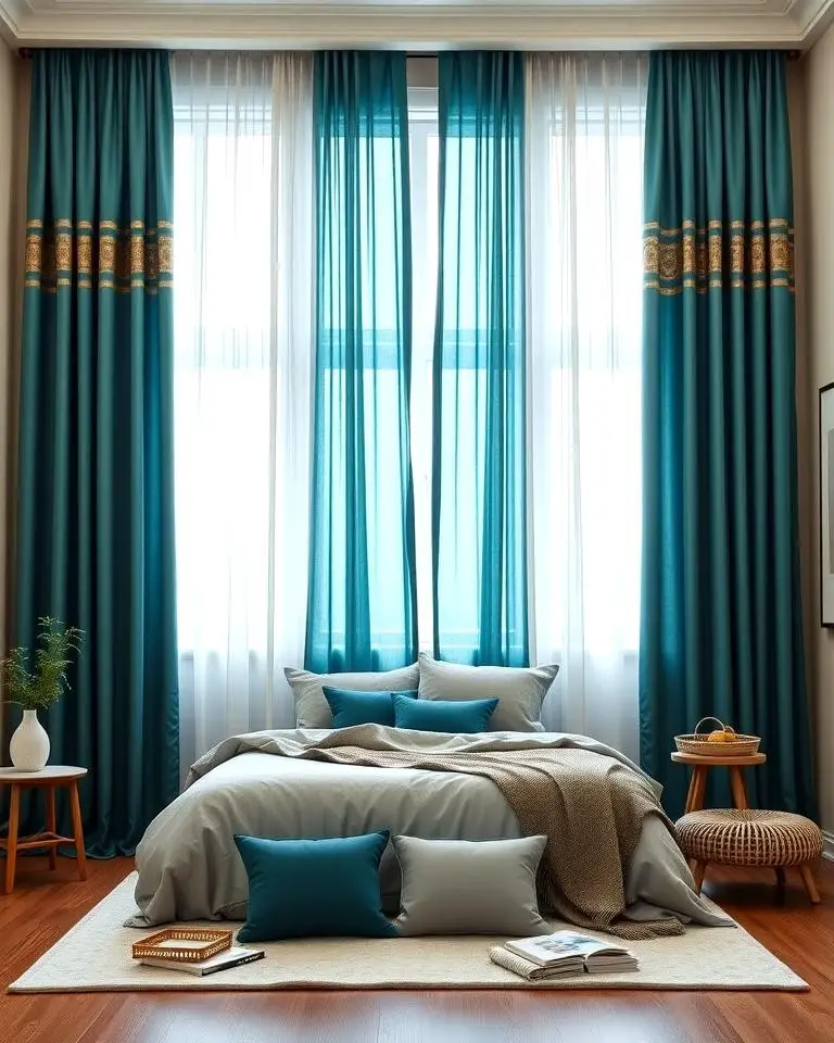Teal and Grey Curtains for a Cohesive Look