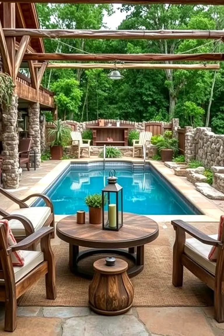 Rustic Charm Pool Surround
