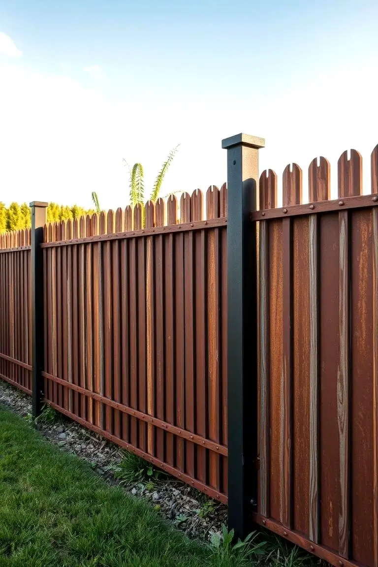 Rustic Charm with Corten Steel Fence