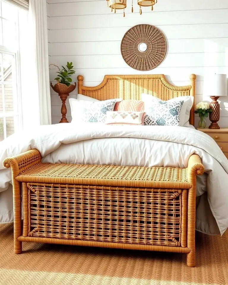 Wicker Bench for a Casual and Cozy Vibe