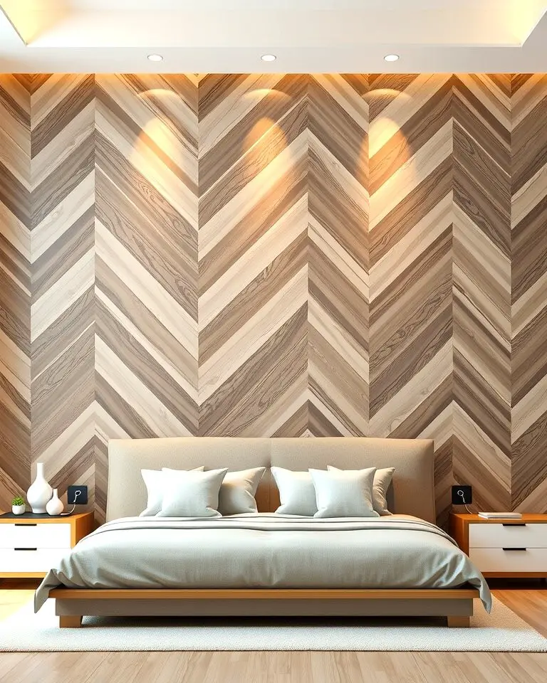 Chevron Pattern Wood Wall