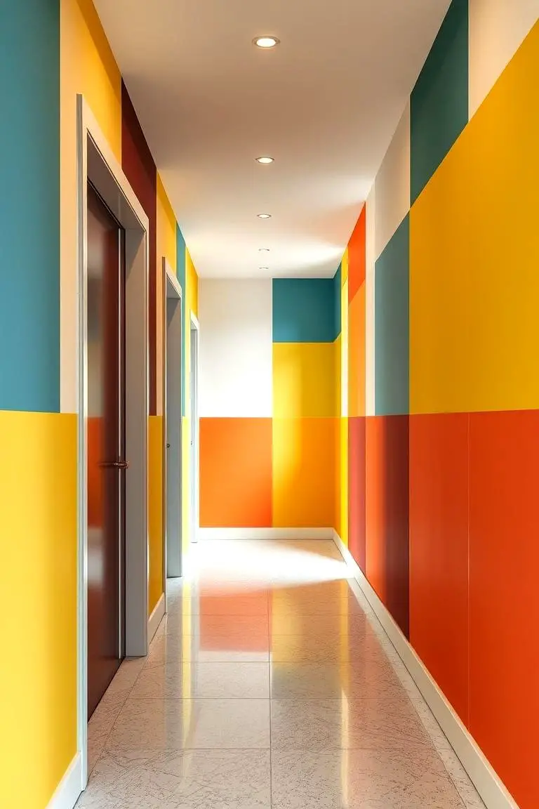 Color Block Creativity for a Vibrant Hallway