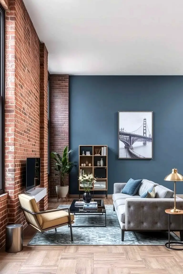 Urban Elegance: Industrial Blue-gray Walls