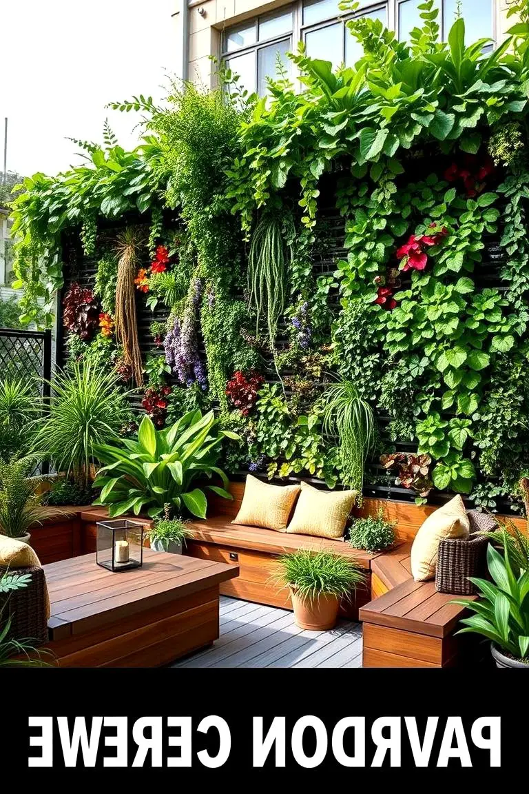 Artistic Vertical Garden with Integrated Seating