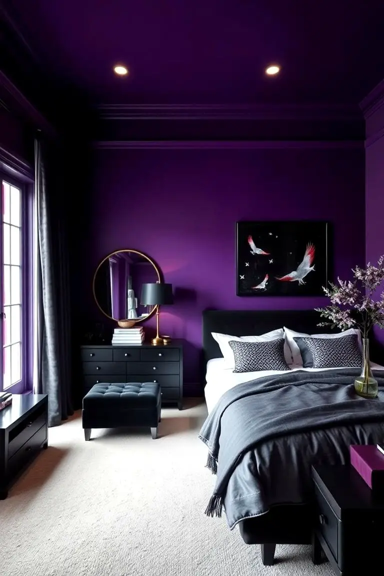 Purple and Black Bedroom Design