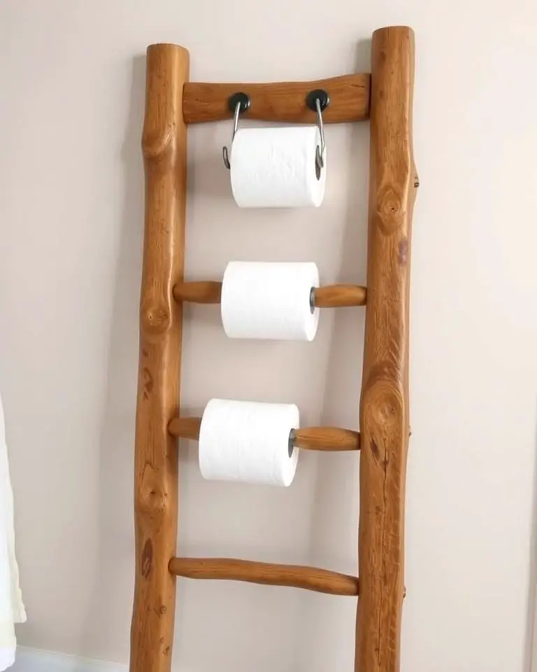 Wooden Ladder with Hooks