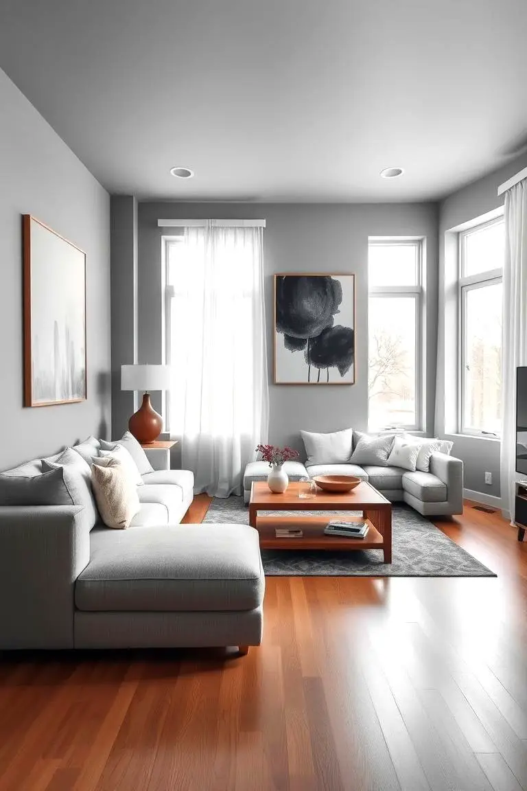 Minimalist Gray and White Living Room