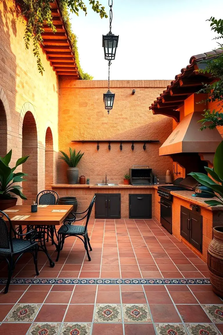 Mediterranean-Style BBQ Area