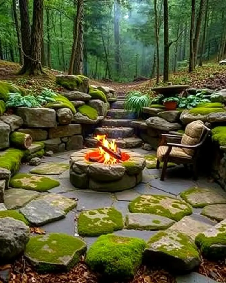 Woodland Retreat with Mossy Stones