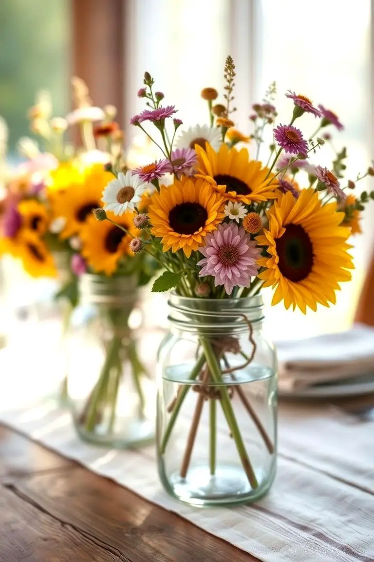 Rustic Mason Jar Blooms