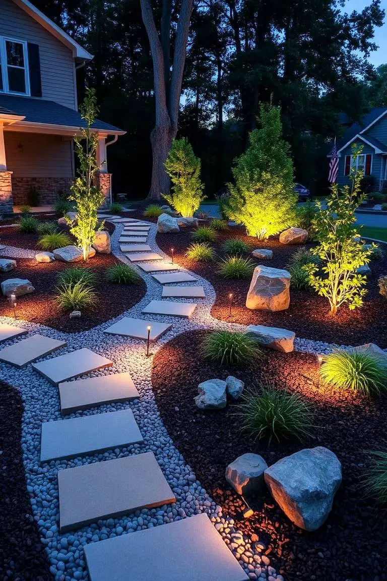 Integrated Rock and Mulch Features