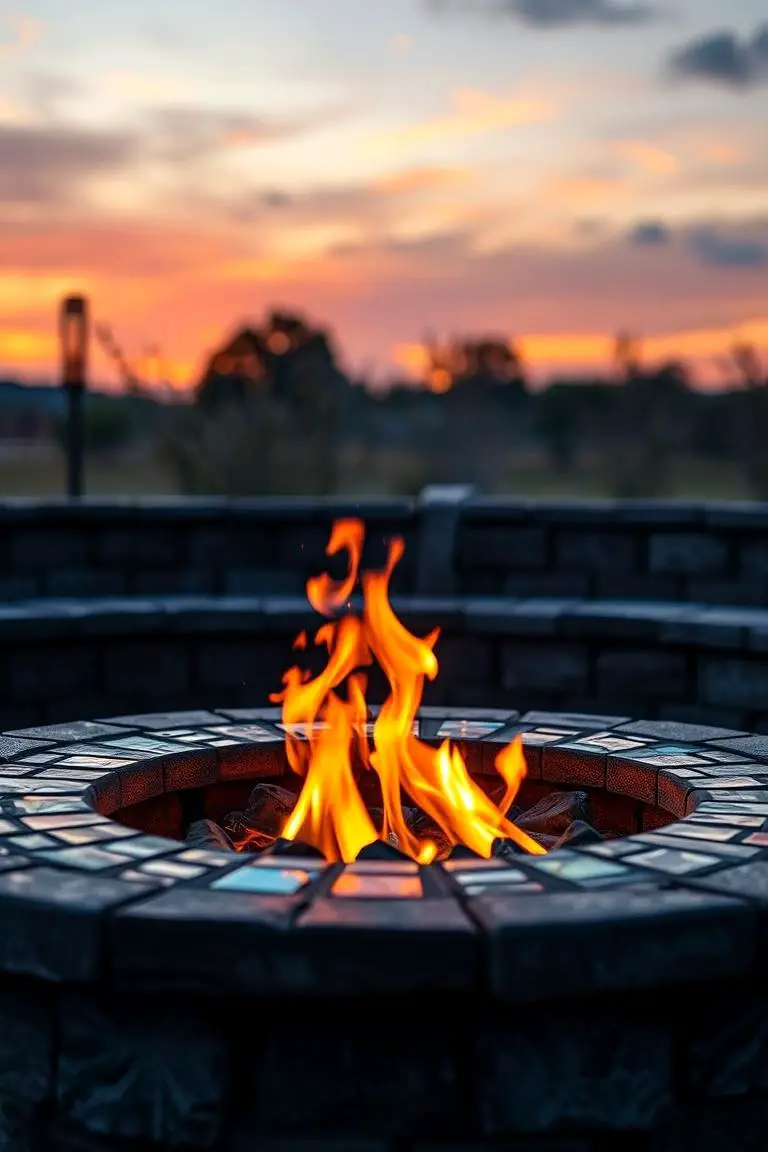 Fire Pit with Mosaic Tile Accents