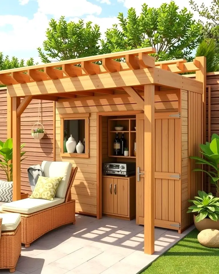 Pergola-Integrated Shed