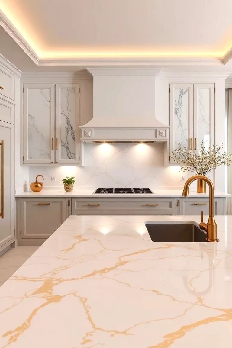 Elegant Marble Countertops in White and Gold