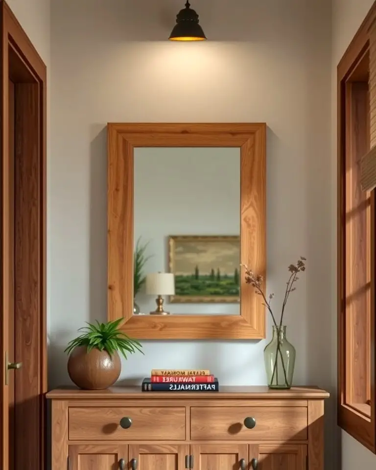 Rustic Wooden Frame Mirror