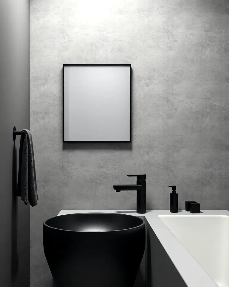 Black Fixtures Against Grey Walls