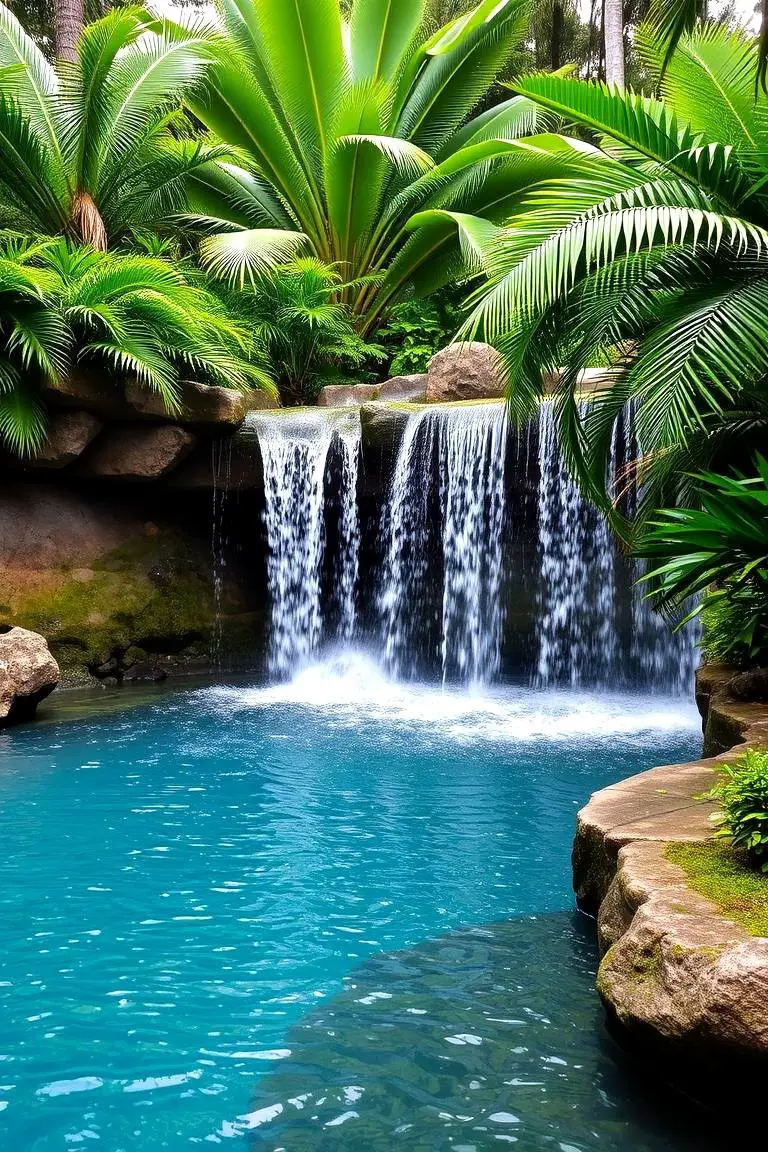 Tropical Waterfall Pool Design