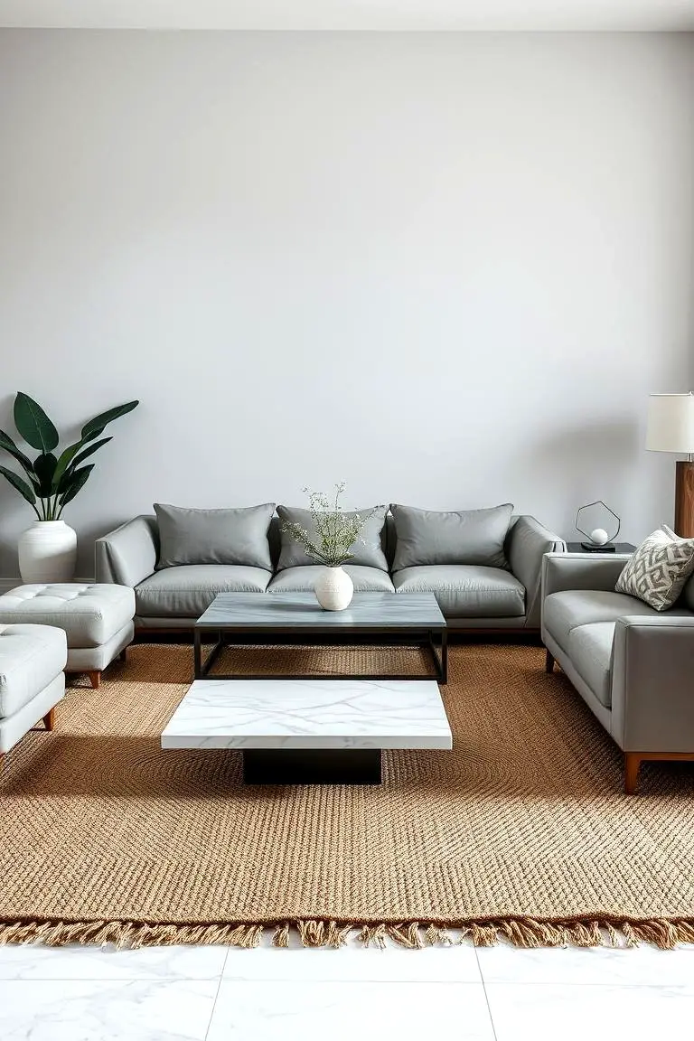 Mixed Textures in a Gray Living Space