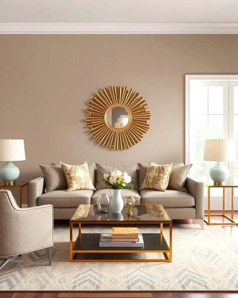 Taupe and Metallic Accents