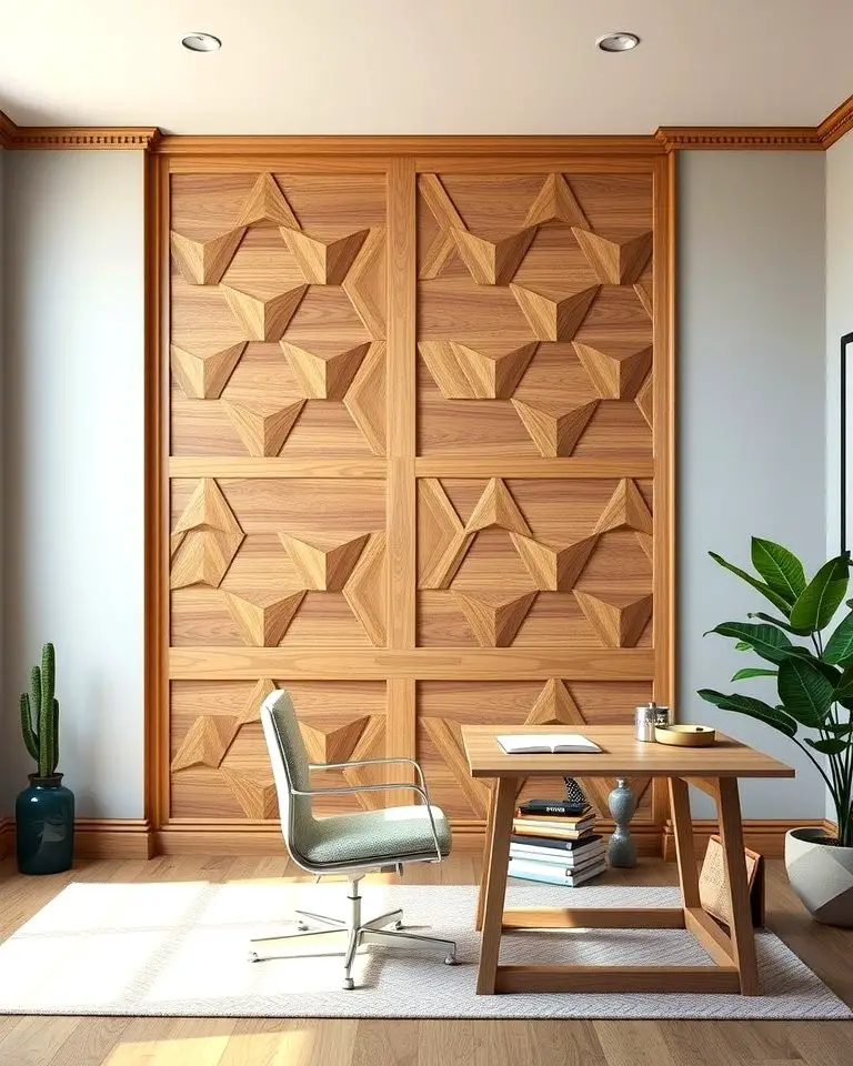 Geometric Wood Trim Wall