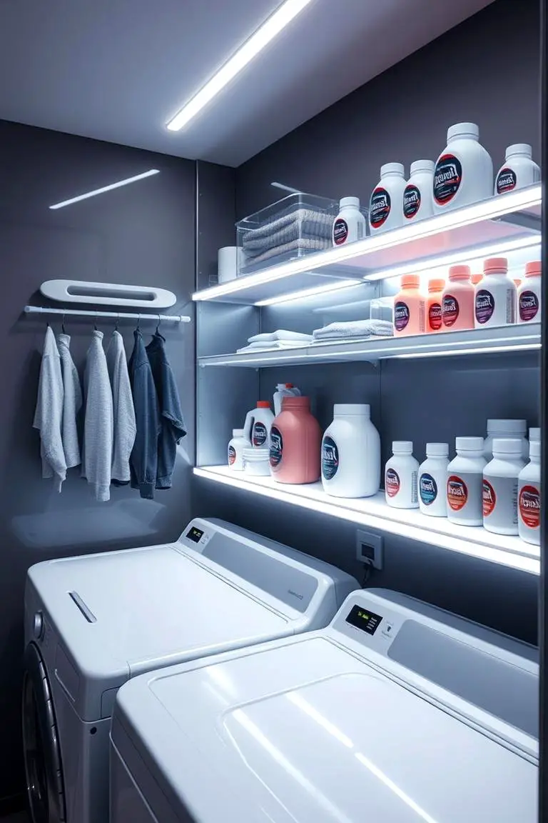 Illuminated LED Laundry Shelves