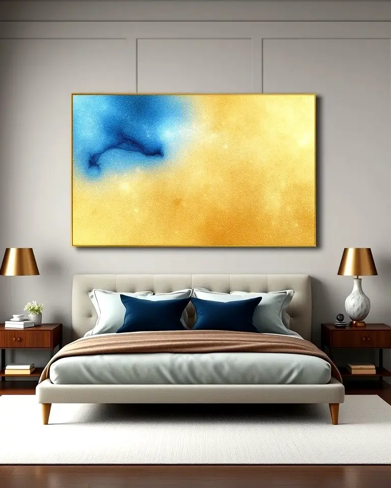 Gold Wall Art with Blue Highlights