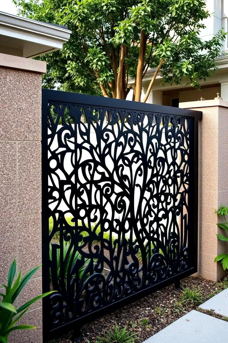 Artistic Laser-Cut Metal Fence