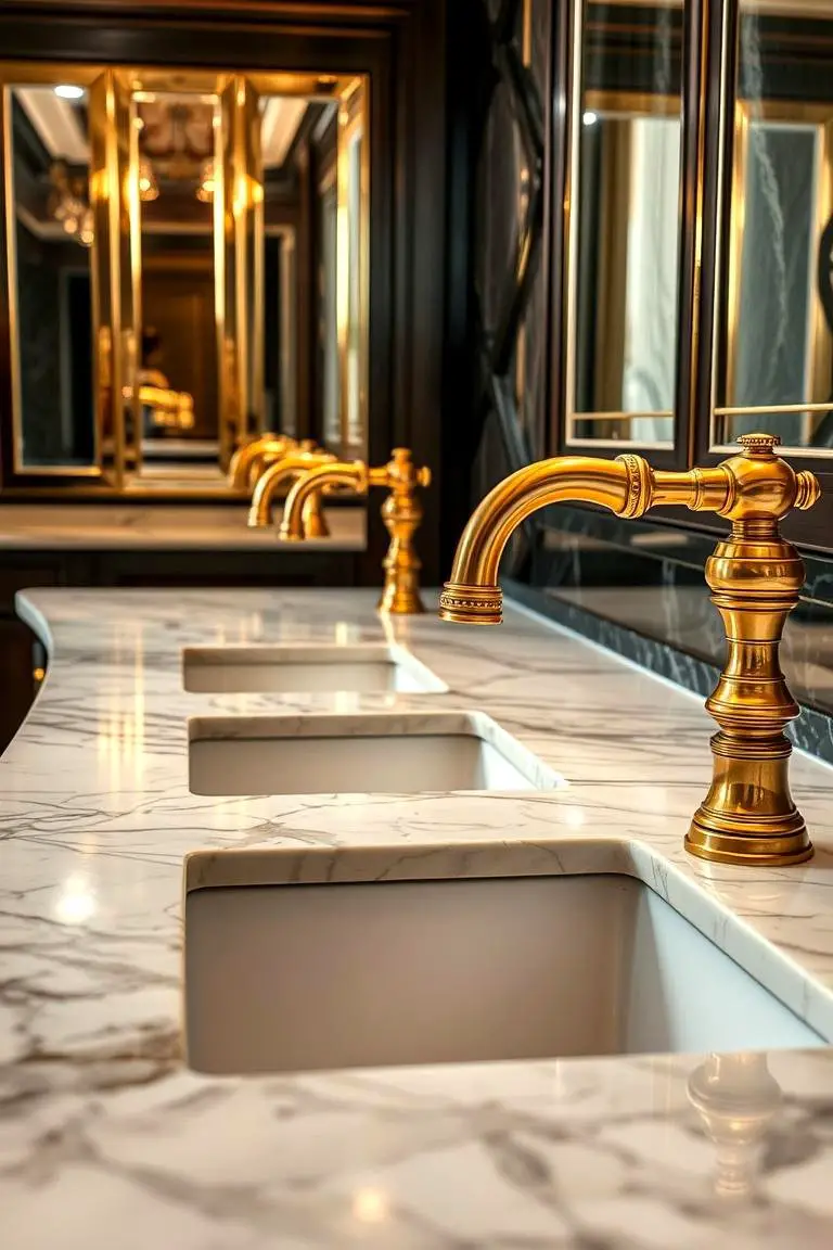Marble Countertops with Gold Accents
