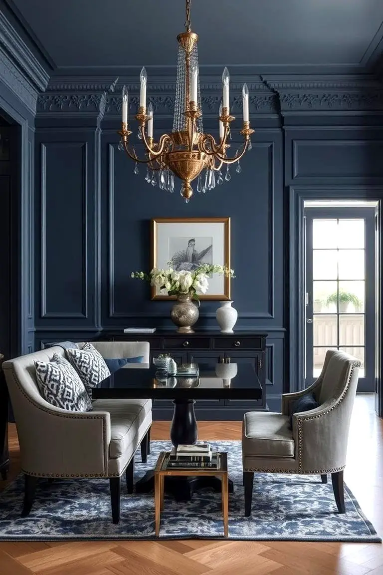 Luxe Finish: Sophisticated Blue-gray Accents